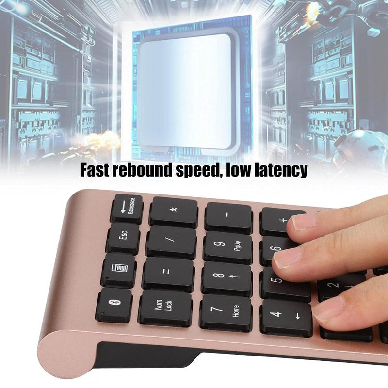 [Australia - AusPower] - Bluetooth Number Pad, 22 Keys Number Keypad with Shortcut Key, 10Keys Portable Financial Accounting Wireless Number Pad, Bluetooth 5.0 Numeric Keyboard for Laptop, PC, Desktop, Pad(Rose Gold) 