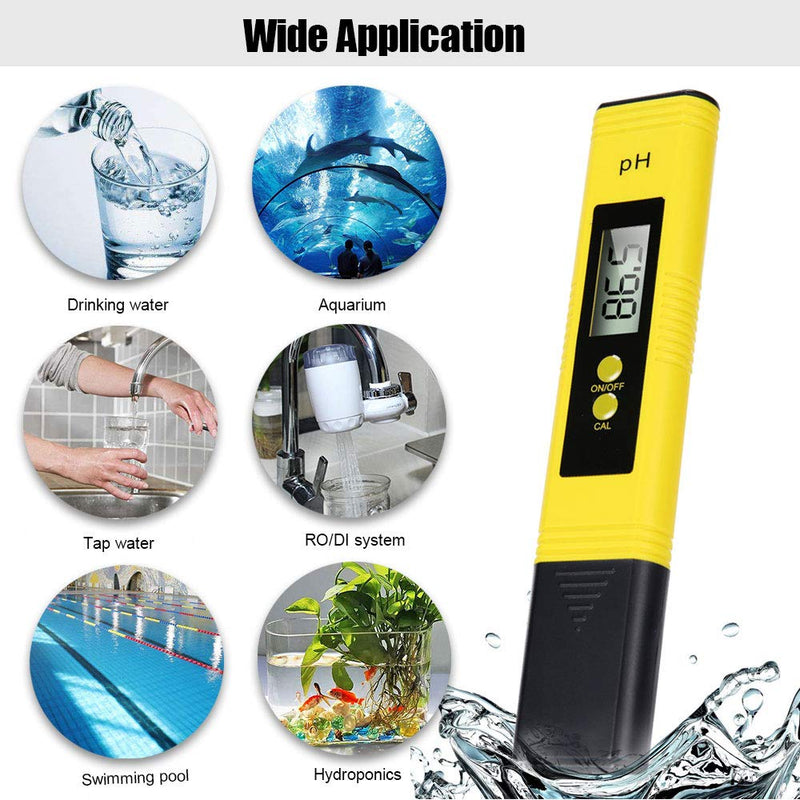 [Australia - AusPower] - PH Meter Digital Water Tester, 0.01High Accuracy Water Quality Tester Pen with 0-14 PH Measurement Range for Drinking Water (Yellow) 