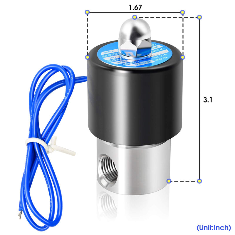 [Australia - AusPower] - TAILONZ PNEUMATIC 1/4 Inch NPT 304 Stainless Steel 12V/24V/110V/220V Electric Solenoid Valve 2S025-08 Normally Closed Water, Air, Diesel(24V) DC24V 1/4" 