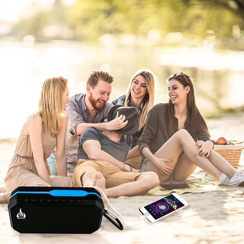 [Australia - AusPower] - Bluetooth Wireless Speakers Waterproof IPX5 with HD Enhanced Bass Outdoor Wireless Portable Phone Speakers Built-in Mic Support FM AUX TF Card USB for iPhone iPad Android Phones Computer Etc. (Blue) Blue/Black 