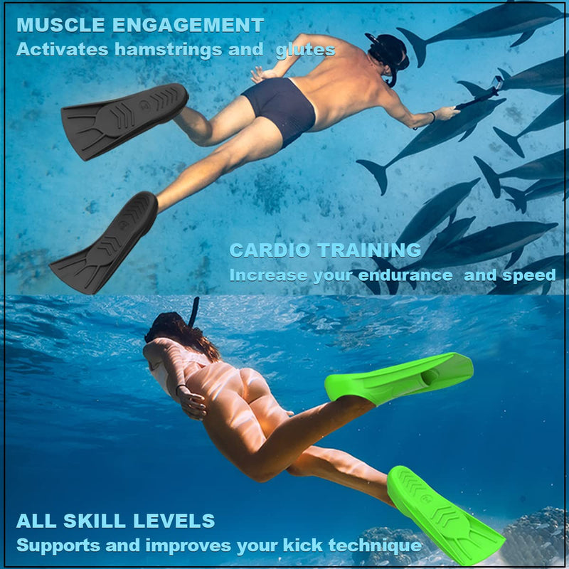 [Australia - AusPower] - WSTOO Swim Fins, Swimming Training Fins for Snorkeling, Swimming and Diving.Swim Flippers Suitable for Adults and Kids Black XS (US Child 1-2) 