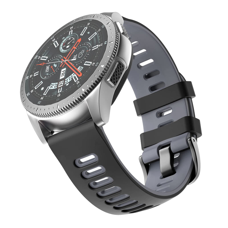 [Australia - AusPower] - OVERSTEP Compatible with Garmin Vivoactive 4/ Samsung Galaxy Watch 46mm, 22mm Silicone Band for Ticwatch Pro S2/ Gear S3 Classic/ S3 Frontier/ Huawei Watch GT Smartwatch Black/Grey 