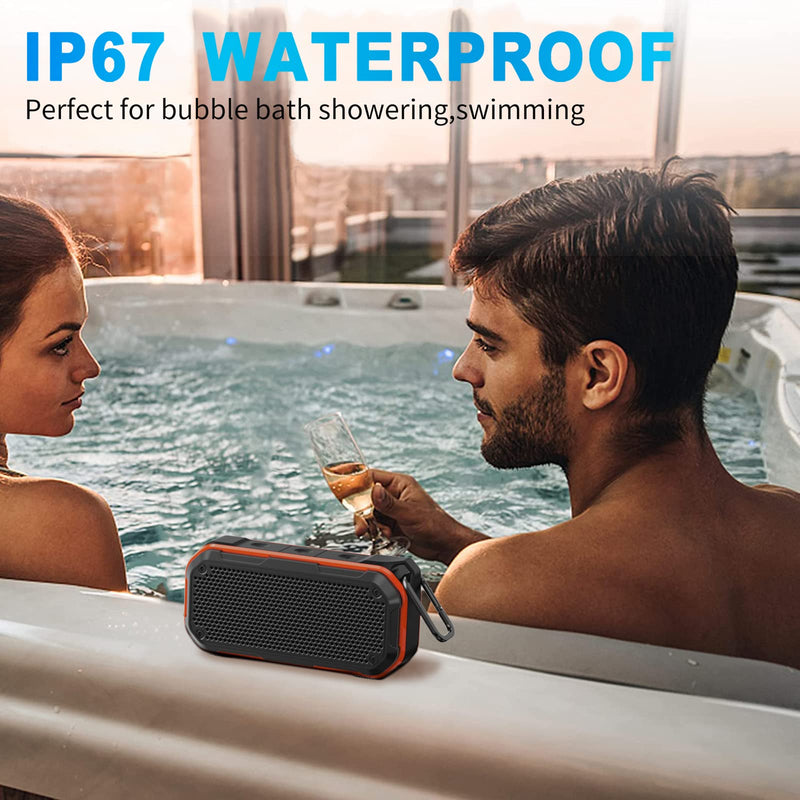 [Australia - AusPower] - Portable Wireless Waterproof Bluetooth 5.0 Speaker, TWS Shower Speakers IP67 with 12W Stereo Sound, Loud Sound & Deeper Bass, Dual Pairing for Party, Home, Outdoor, Travel, iPhone, Android BT708 