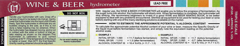 [Australia - AusPower] - Triple Scale Wine and Beer Hydrometer 