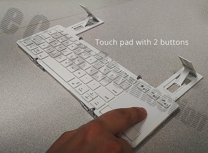 [Australia - AusPower] - Foldable Wireless Keyboard with Touchpad for Smartphones, Tablets, Computers, iPhones, Samsung, Android, iPads + eCostConnection Microfiber Cloth 