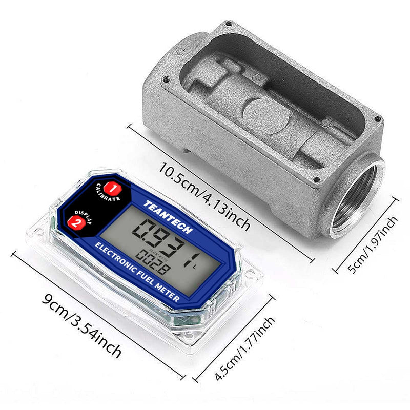 [Australia - AusPower] - Digital Turbine Flow Meter Digital LCD Display with NPT Counter Gas Oil Fuel Flowmeter for Measure Diesel Kerosene Gasoline (1 Inch) 