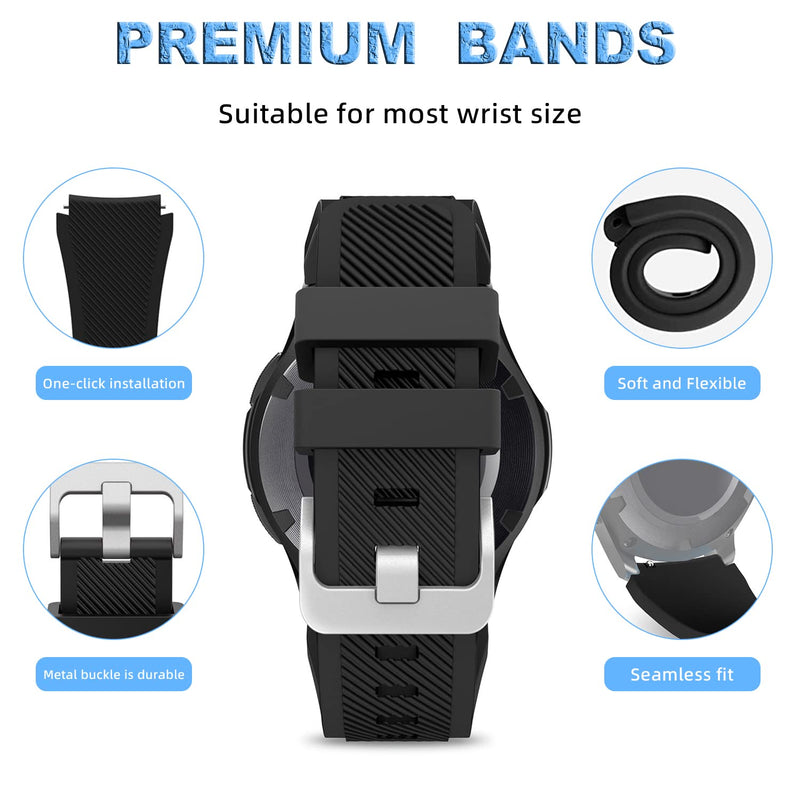 [Australia - AusPower] - Compatible with Samsung Galaxy Watch 3 45mm Band/Gear S3 Frontier Bands Classic Bands/ Galaxy Watch 46mm bands, 22mm Soft Silicone Replacement Breathable Sport Bands Pack Smart Watch Straps Men Women 