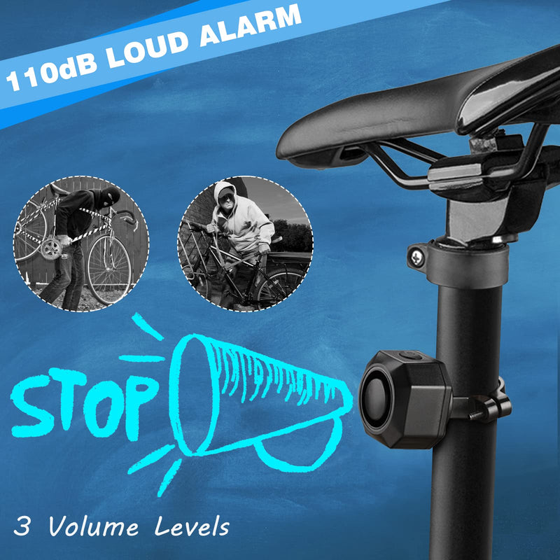 [Australia - AusPower] - WSDCAM USB Rechargeable Bike Alarm with Remote, 110dB Loud Wireless Anti Theft Vibration Motion Sensor Vehicle Security Alarm System Waterproof Bicycle Trailer Motorcycle Alarm 