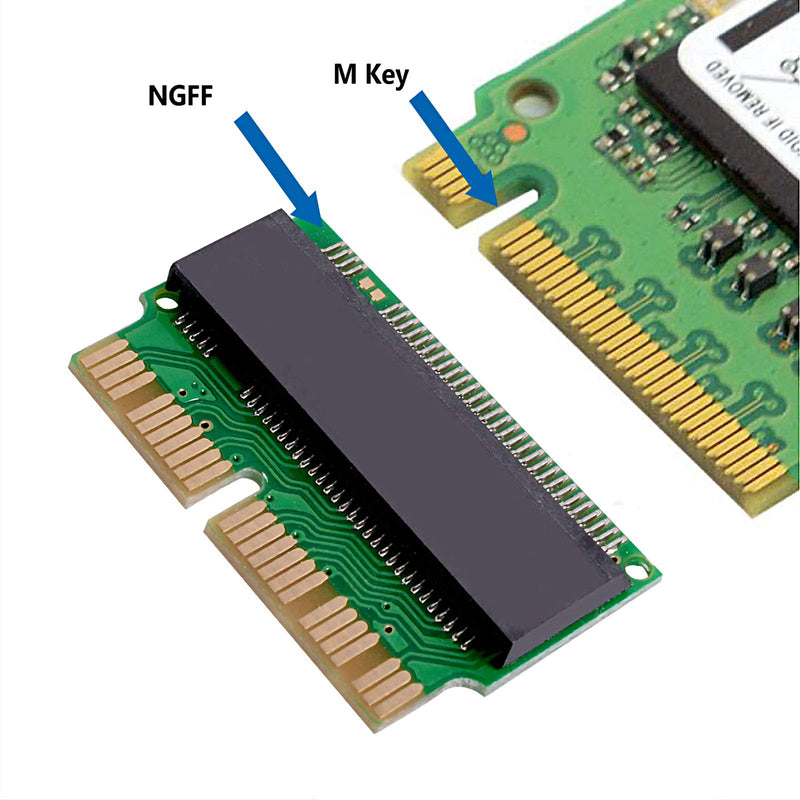 [Australia - AusPower] - M.2 NVME SSD Convert Adapter, 12+16pin M.2 NGFF M-Key SSD Convert Card for MacBook Air Pro Retina Mid 2013 2014 2015 2016 2017, NVME AHCI SSD Upgraded Kit for A1465 A1466 A1398 A1502 Green 