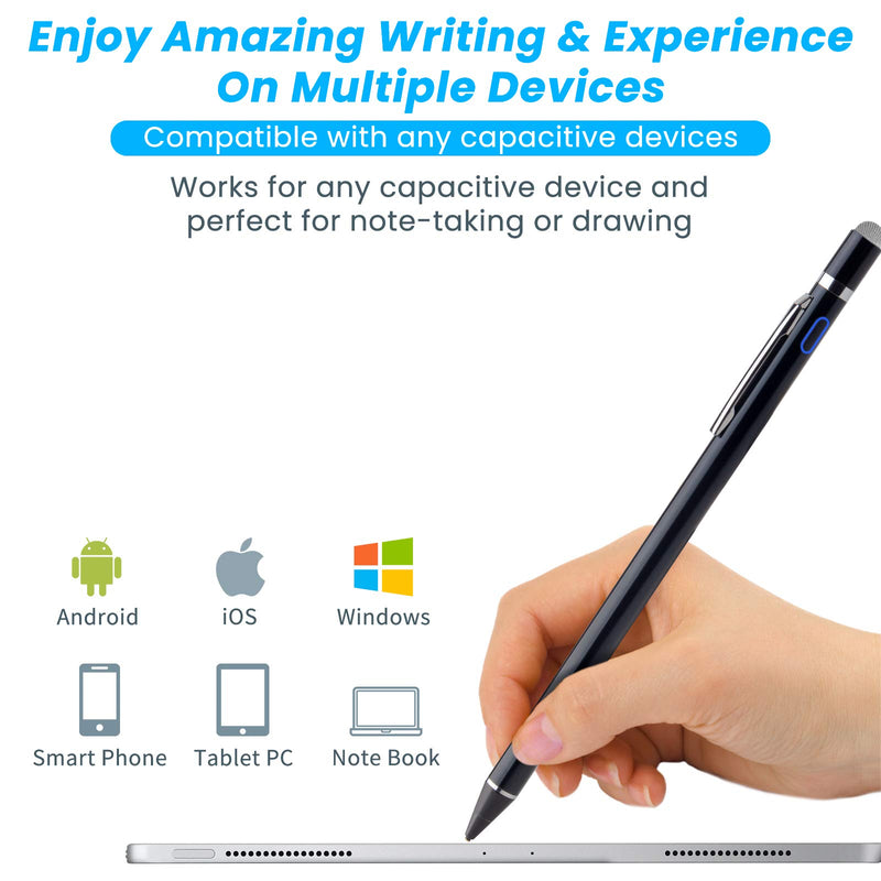 [Australia - AusPower] - Pencil for Lenovo 2 in 1 Chromebook, EDIVIA Digital Pencil with 1.5mm Ultra Fine Tip Pen for Lenovo C330 Chromebook Stylus, Black 