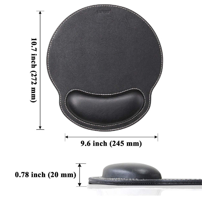 [Australia - AusPower] - Meffort Inc Leather Mouse Pad with Wrist Rest Support & Non-Slip Base, Durable Ergonomic Gaming Mousepad - Black 10.7 X 9.6 Inch 