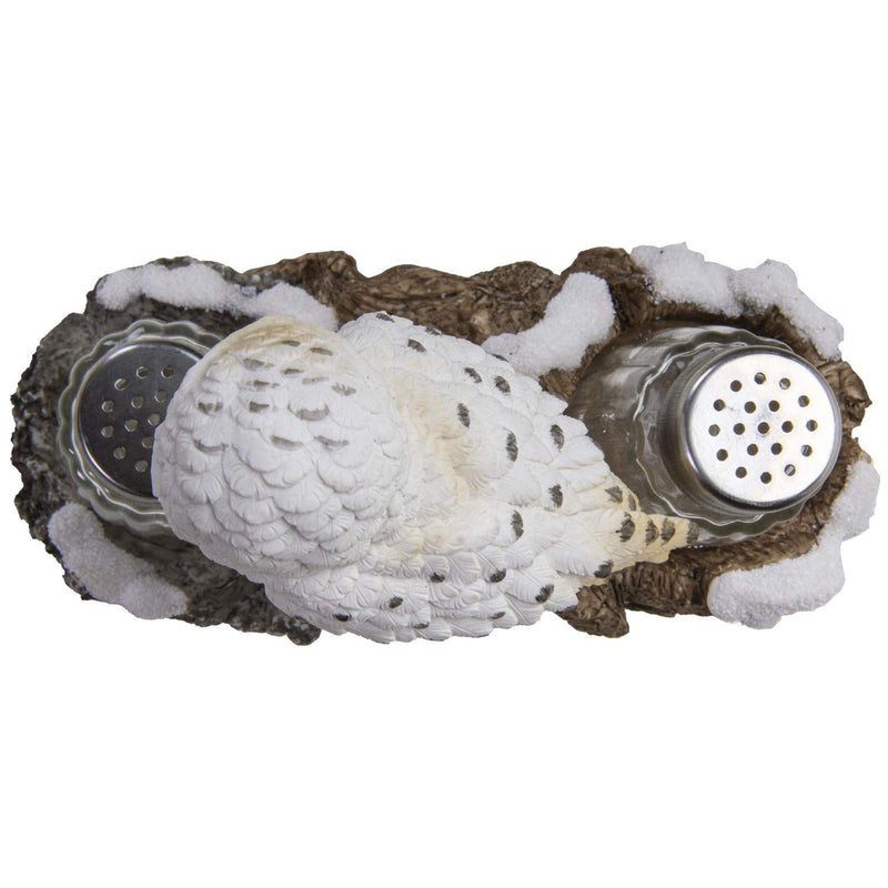 [Australia - AusPower] - Pacific Giftware Snowy Owl Perching On Tree Branch Spiritual Realistic Decorative Glass Salt and Pepper Shakers Set with Resin Holder 