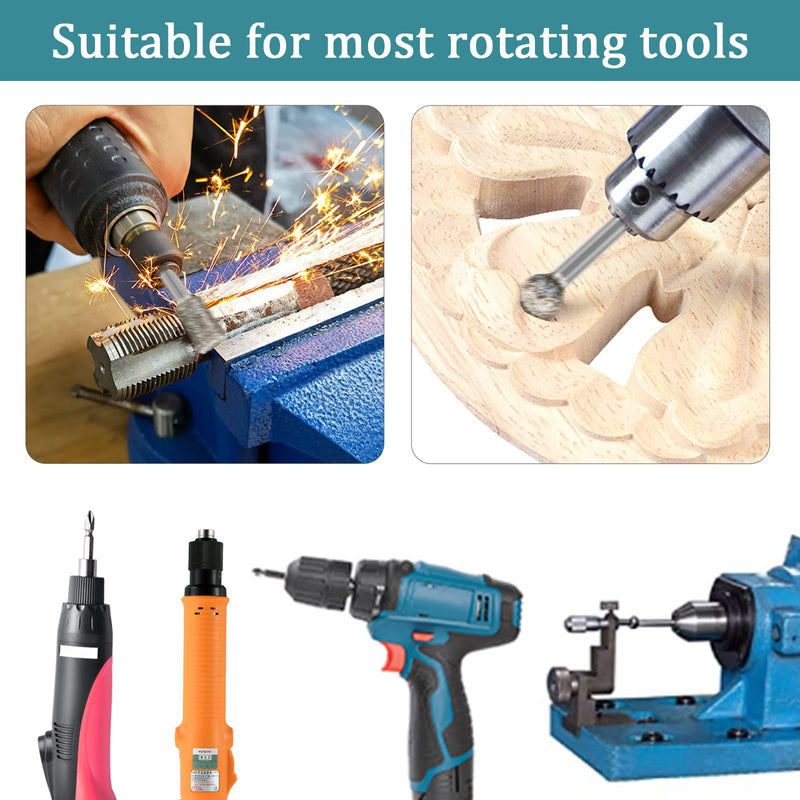 [Australia - AusPower] - Stone Carving Set Diamond Burr Bits Compatible with Dremel, 20PCS Polishing Kits Rotary Tools Accessories with 1/8 Shank For Carving, Engraving, Grinding, Stone, Rocks, Jewelry, Glass, Ceramics 4-16mm burr head 1/8'' shank 