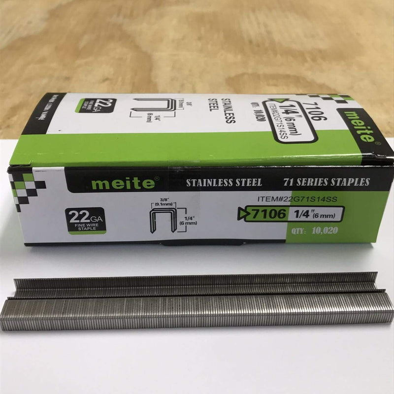 [Australia - AusPower] - meite 22 Gauge 3/8-inch Crown 304 Stainless Steel Staples with 1/4-inch Leg Similar to Senco C and 71 Series 10,020 per Box (1 Box) 1 Box 