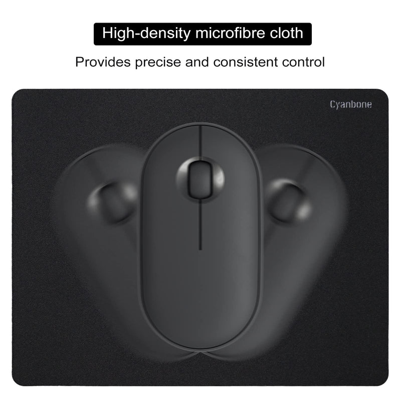 [Australia - AusPower] - Mini Mouse Pad Small Size 2 Pack, Cyanbone Portable Mouse Pad for Laptop Waterproof, Cute Travel Mousepad Black with Non Slip Rubber Base for Wireless Mouse - 5.5 x 7 Inch 2 Pack-5.5"x7" 