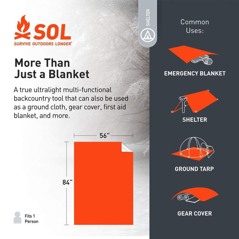 [Australia - AusPower] - S.O.L. Survive Outdoors Longer S.O.L. 90% Reflective Emergency Blanket, Pack of 4 