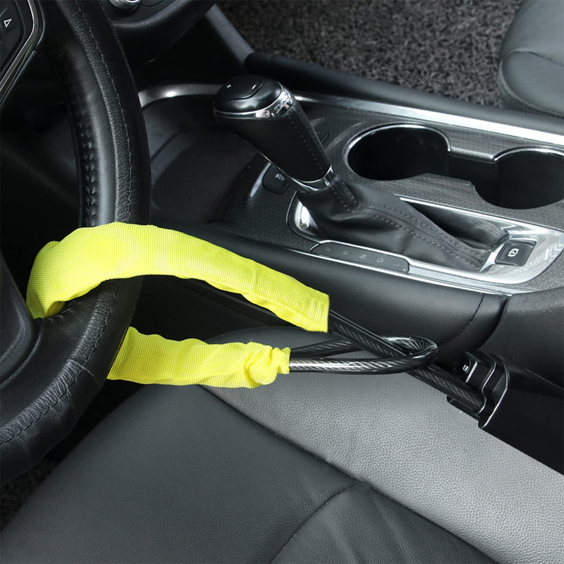 [Australia - AusPower] - Steering Wheel Lock Seat Belt Lock Security Vehicle Seatbelt Lock Anti-Theft Handbag Lock Fit Most Cars SUV Yellow 2 Keys 