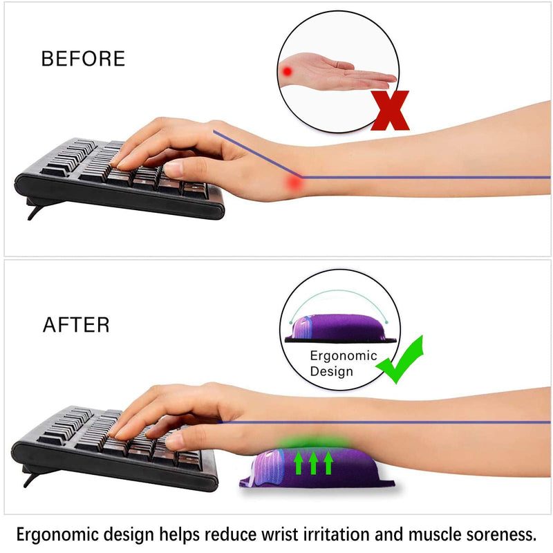 [Australia - AusPower] - ArtSo Upgraded Wrist Rest Support for Mouse Pad & Keyboard, Ergonomic Gel Mousepad Non-Slip Rubber Base Home ,Office Pain Relief, Easy Typing Cushion Neoprene, Soft Memory Foam, Purple Heart butterfly 
