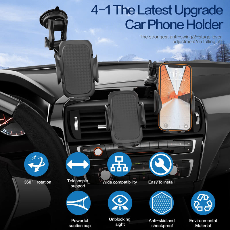 [Australia - AusPower] - LUCKYLION [2-Adjustable Arms] Car Phone Mount,LuckyLion Holder Mount Upgraded [Strong Stable Triangle Clip] Suction Cup Cell For Car,Dashboard Windshield Air Vent All Smartphones/Cars 