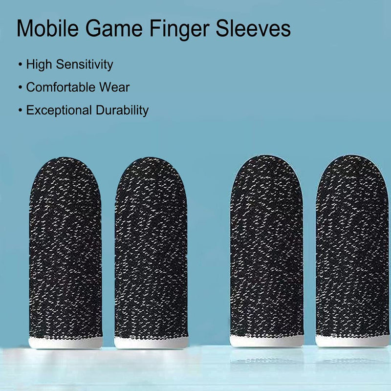 [Australia - AusPower] - A-forest 10 Pieces Finger Sleeves for Gaming, Mobile Game Controller Finger Sleeve Sets, Anti-Sweat Breathable Full Touch Screen Finger Protector for Mobile Phone Games, Black 