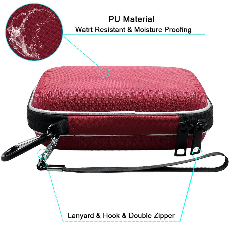 [Australia - AusPower] - Lacdo Hard Drive Case for Seagate Portable Expansion Seagate One Touch Seagate Game Drive Seagate Backup Plus Slim Portable External Hard Drive 1TB 2TB 3TB 4TB 5TB USB 3.0 2.5 Inch Travel Bag, Red 