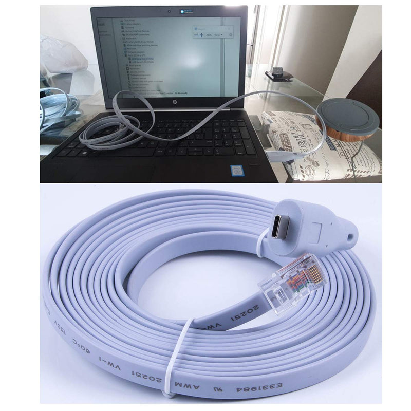 [Australia - AusPower] - Type C to RJ45 RS232 Serial Console Cable FTDI Converter Adapter for Cisco Huawei Routers Support Win10 (12ft) 12ft 