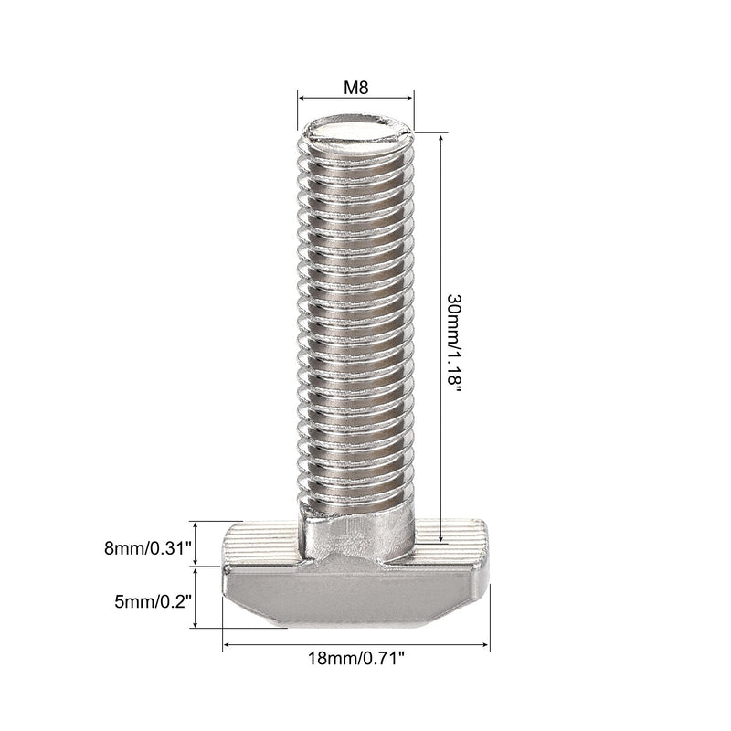 [Australia - AusPower] - uxcell M8x30mm T-Slot Drop-in Stud Sliding Bolt Screw Carbon Steel for 40 Series Aluminum Profile 5pcs 