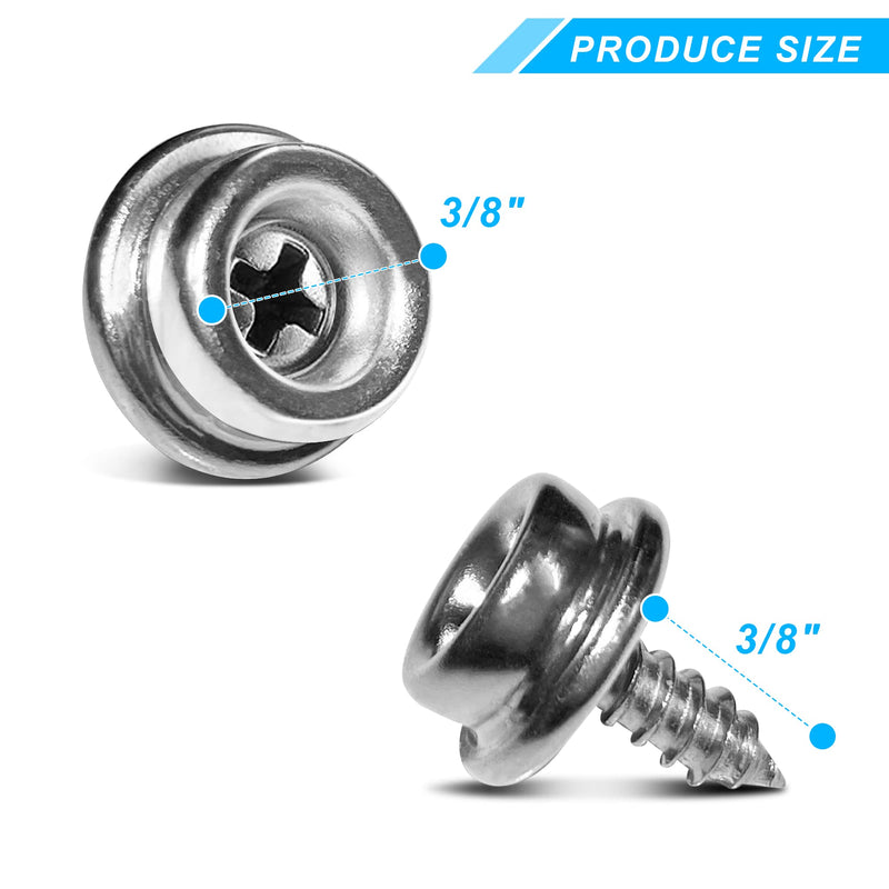 [Australia - AusPower] - YeeBeny Stainless Steel Screws Marine Grade Boat Canvas Snaps 3/8" inch Diameter Stainless Steel, Snaps for Boat Cover, Snap Screw Stud, Made of high-Quality Materials, not Easy to corrode (24pcs) 