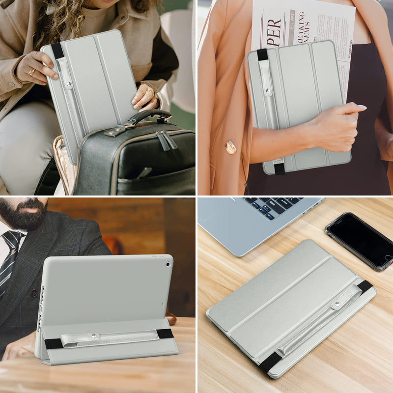 [Australia - AusPower] - DTTO Pencil Case for Apple Pencil 1st/2nd Generation, PU Leather Pencil Sleeve Pouch with Detachable Elastic Band for iPad 9.7"/ 10.2"/ 10.5"/ 10.9"/ 11"/ 12.9" Case, Light Gray 