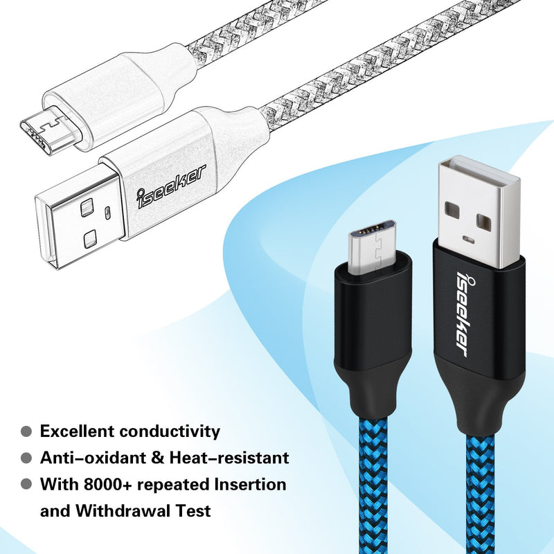 [Australia - AusPower] - Micro USB Charger Cable, [15 Ft] Durable Extra Long USB 2.0 Charge Cord Compatible for Android/Windows/Smartphones/Samsung/HTC/Motorola/Nokia/LG/Tablet and More(Blue) blue 15 Feet 