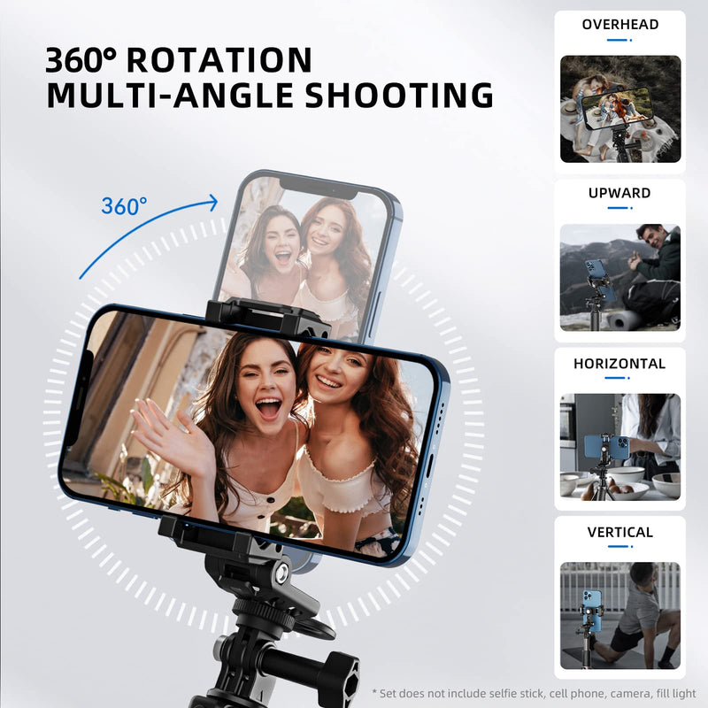 [Australia - AusPower] - TELESIN Phone Tripod Mount Holder Adapter, Adjustable Cell Phone Stand Holder with Cold Shoe, Smartphone Clamp Vertical Horizontal Bracket for iPhone 14 13 12 11 Pro Android Samsung Galaxy Accessories 