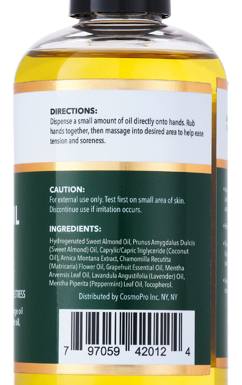 [Australia - AusPower] - Cosmetasa Sore Muscle Massage Oil with Massage Ball Roller - Soothes Muscle and Joint Pain with Arnica Extract, Peppermint, Chamomile, and Lavender Oil 