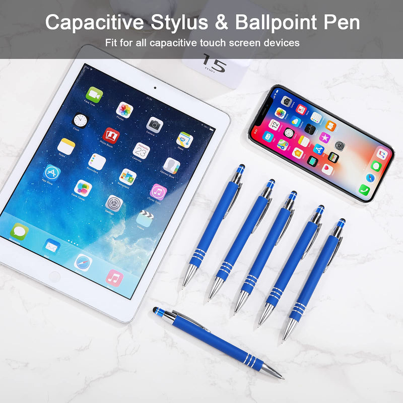 [Australia - AusPower] - 12 Pieces Stylus Pens, Capacitive Stylus Pen with Soft Rubberized Grip Christmas 2 in 1 Stylists Ballpoint Pen for Phone Touch Screens School Supplies (Blue Color) Blue Color 