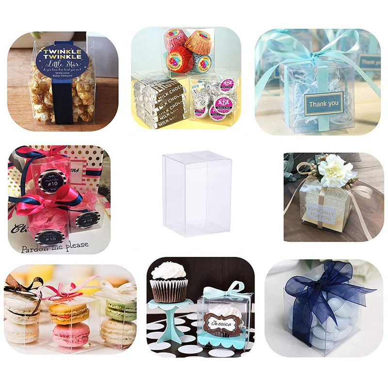 [Australia - AusPower] - YOZATIA 12PCS Transparent Boxes 4 x 4 x 8 inch, Candy Box, Clear Favor Boxes Gift Boxes for Wedding, Party and Baby Shower Favors 