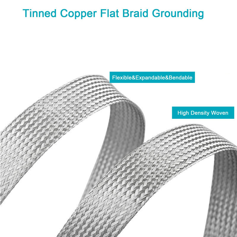 [Australia - AusPower] - EMI RFI Shielding Wire Loom Metal Tinned Copper Grounding Braided Sheathing Cable Sleeve Mesh ESD Protection Flat Tubular Expandable 3/4" W(0.48" ID)-30FT 3/4"W(0.48"ID)-30FT 