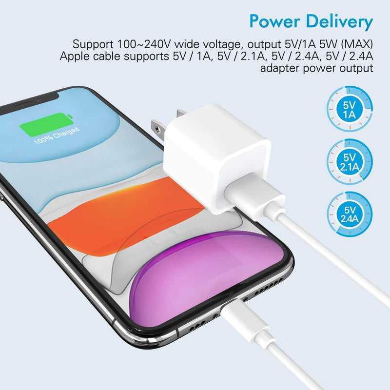 [Australia - AusPower] - iPhone Charger,2Pack Apple MFi Certified Lightning to USB Fast Charging Data Sync Transfer Cable with USB Wall Charger Travel Plug for iPhone 13/13 Pro/12/12 Pro/11/11 Pro/XS Max/XR/X/8/7/iPad/iPod 