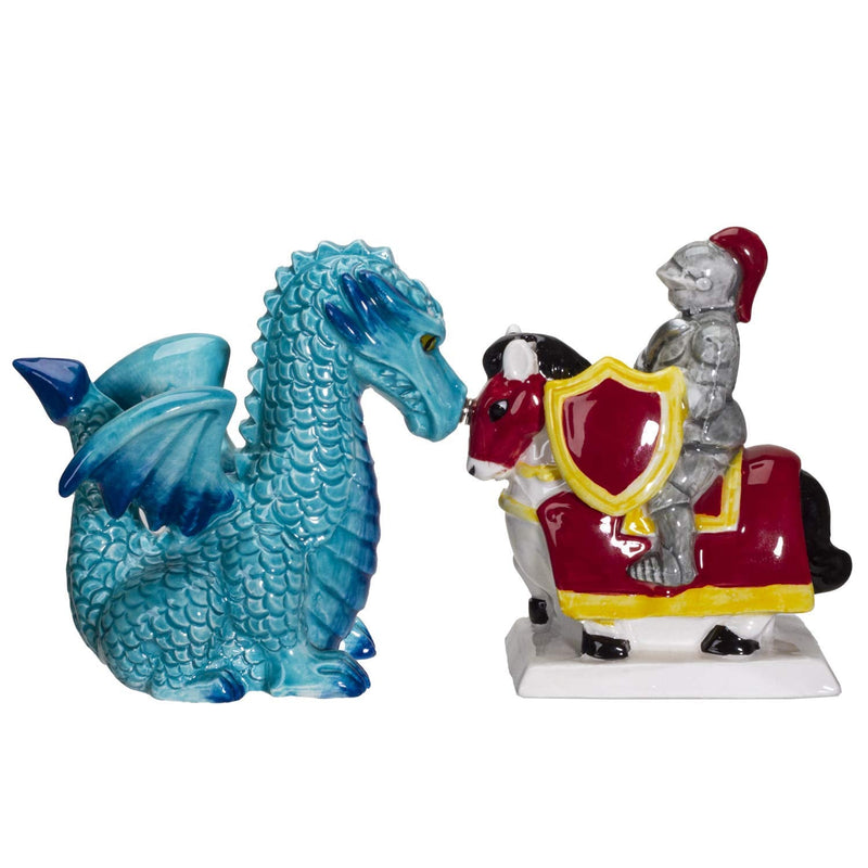 [Australia - AusPower] - Pacific Giftware Knight on Horse & Dragon Ceramic Salt and Pepper Shakers Set 