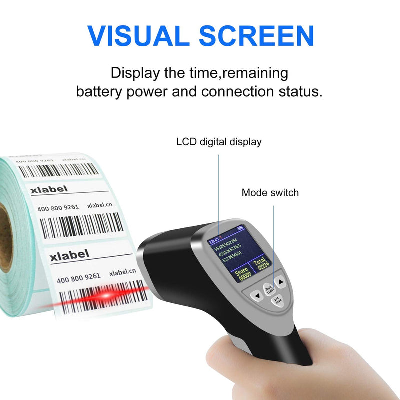 [Australia - AusPower] - 2D Bluetooth Wireless Barcode Scanner with Screen Set Up Via Button,Symcode Portable 1D/2D/QR Wireless Bluetooth Handheld Multifunctional Barcode Reader Scanner 2D Bluetooth Scanner 