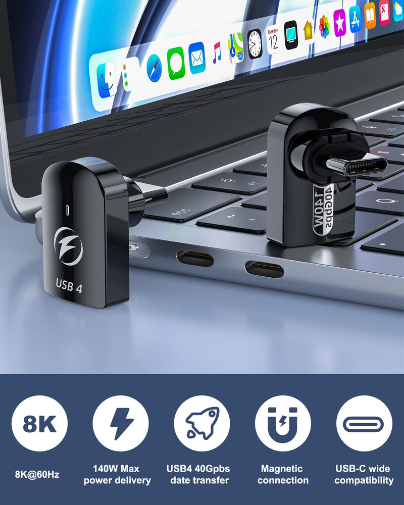 [Australia - AusPower] - seynli USB C Magnetic Adapter - Supports 40Gbps USB4 Data Transfer, 140W Fast Charging Power Delivery, 8K@60Hz Video Display - The Ultimate Replacement for Magnetic USB C Charging Cable Right Angle 
