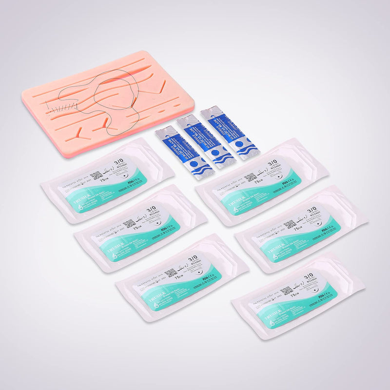 [Australia - AusPower] - Suture Practice Kit for Medical Student, Complete Suture Practice Kit, Suture Training Include Upgrade Suture Pad with 3 Layers and 14 Wounds with Silicone Suture Pad and Suture Tool kit, 