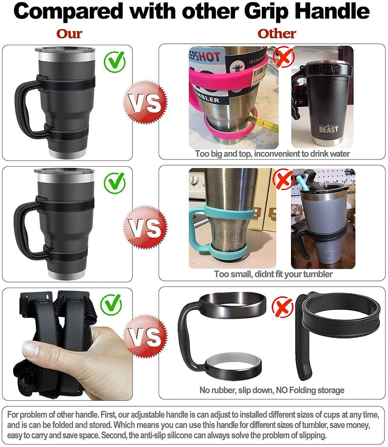[Australia - AusPower] - Yoelike - 5 Colors - New Upgrade Anti-Slip Adjustable Tumbler Handle Fit for 20 Oz to 40 Oz of YETI, RTIC, Ozark Trail, Travel Mug, SIC, Rambler, Travel Cup and All Brands Tumbler Cup Black 