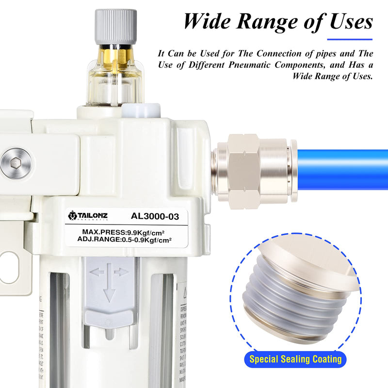 [Australia - AusPower] - TAILONZ PNEUMATIC Male Straight 1/4 Inch Tube OD x 1/8 Inch NPT Thread Push to Connect Fittings Copper Nickel Plating TPC-1/4-N1 (Pack of 10) 1/4"OD-1/8"NPT 