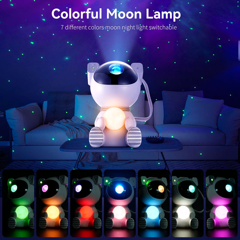 [Australia - AusPower] - Astronaut Galaxy Projector Light with Snail Night Light, Combine Nebular Star Projector with Cute Night Light, Multi Modes Switchable, Vibrant Color Changing, Gifts for Kids/Adults 
