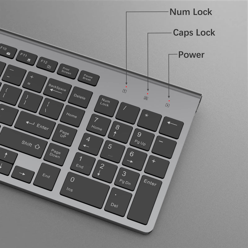 [Australia - AusPower] - Wireless Keyboard, J JOYACCESS 2.4G Slim and Compact Wireless Keyboard with Numeric Pad for Laptop, MacBook Air, Apple, Computer, PC(Black and Grey) Black 