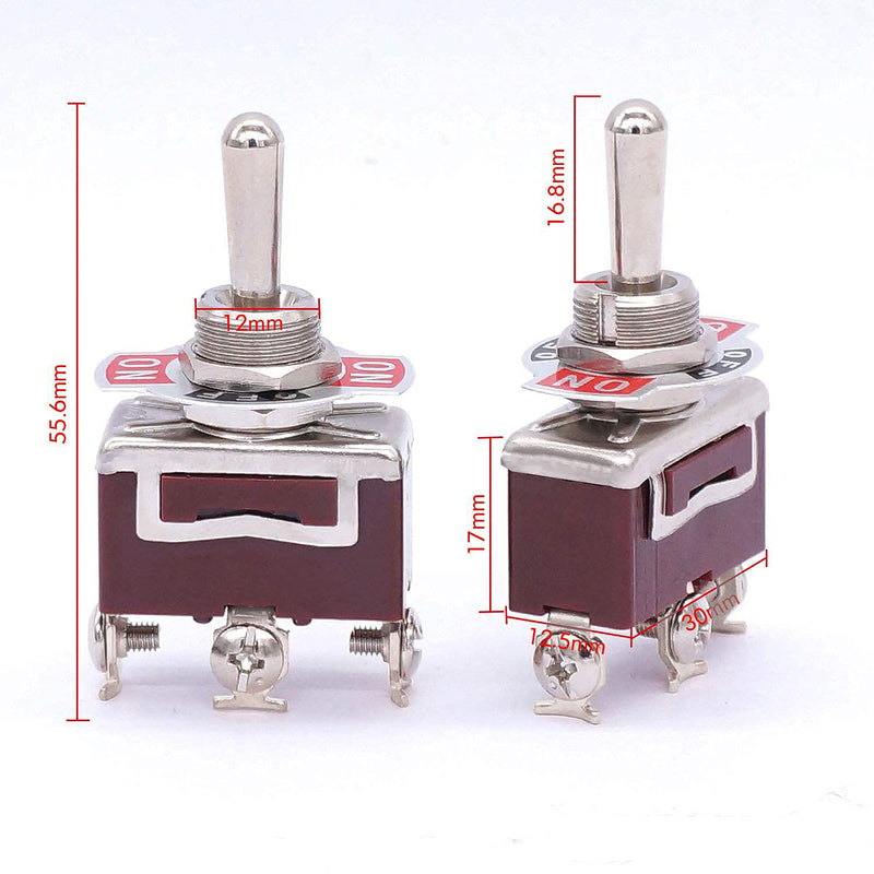 [Australia - AusPower] - 3pcs Switch Toggle Rocker Heavy Duty with Boot for 20A 125V SPDT 3 Position 3 Pin ON-Off-ON Toggle Switch + 3pcs Waterproof Cover Ten-1122 3 Pin ON/OFF/ON 