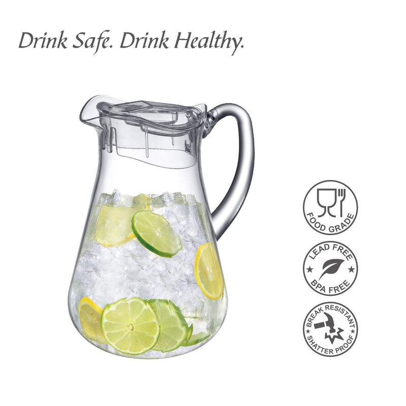 [Australia - AusPower] - Amazing Abby - Droply - Acrylic Pitcher (64 oz), Clear Plastic Water Pitcher with Lid, BPA-Free and Shatter-Proof, Great for Iced Tea, Sangria, Lemonade, Juice, and More Droply (64 oz) 