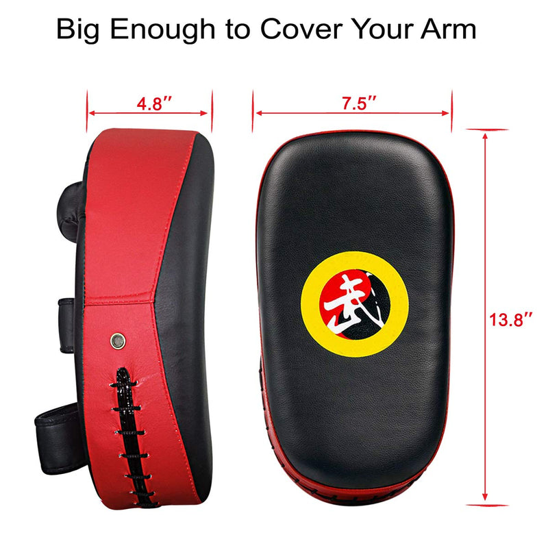 [Australia - AusPower] - TLBTEK 1Pcs Taekwondo Kick Pad PU Muay Thai Pads MMA Karate Kick Pads Kickboxing Training Pads Martial Arts Punching Pads Leather Strike Curved Kicking Shield Red 