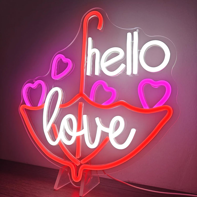 [Australia - AusPower] - Valentine'S Day Neon Sign Dimmable Led Neon Light Hello Love Neon Sign for Wall Decor Heart Neon Sign for Bedroom Bar Living Room Party Valentine's Day decorations Gifts for Lover HelloLove 