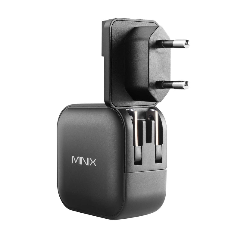 [Australia - AusPower] - MINIX 66W Turbo 3-Port GaN Wall Charger 2 x USB-C Fast Charging Adapter, 1 x USB-A Quick Charge 3.0, Compatible with MacBook Pro Air, iPad Pro, iPhone 12/12 mini/11, Galaxy S9 S8 and More (NEO P1) 