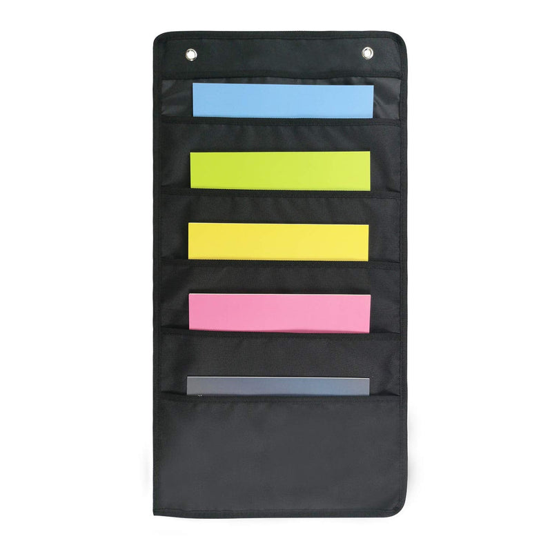 [Australia - AusPower] - Set of 2 Hanging File Holder Organizer Rack, 5 Pocket File Folders, Wall Mount, Tier Racks Hang Bedroom Desk Expanding Fabric File, Board Business Card, Bathroom Hair Tool, Home Decor Shelf Black 5 Pocket (2 Pack) 